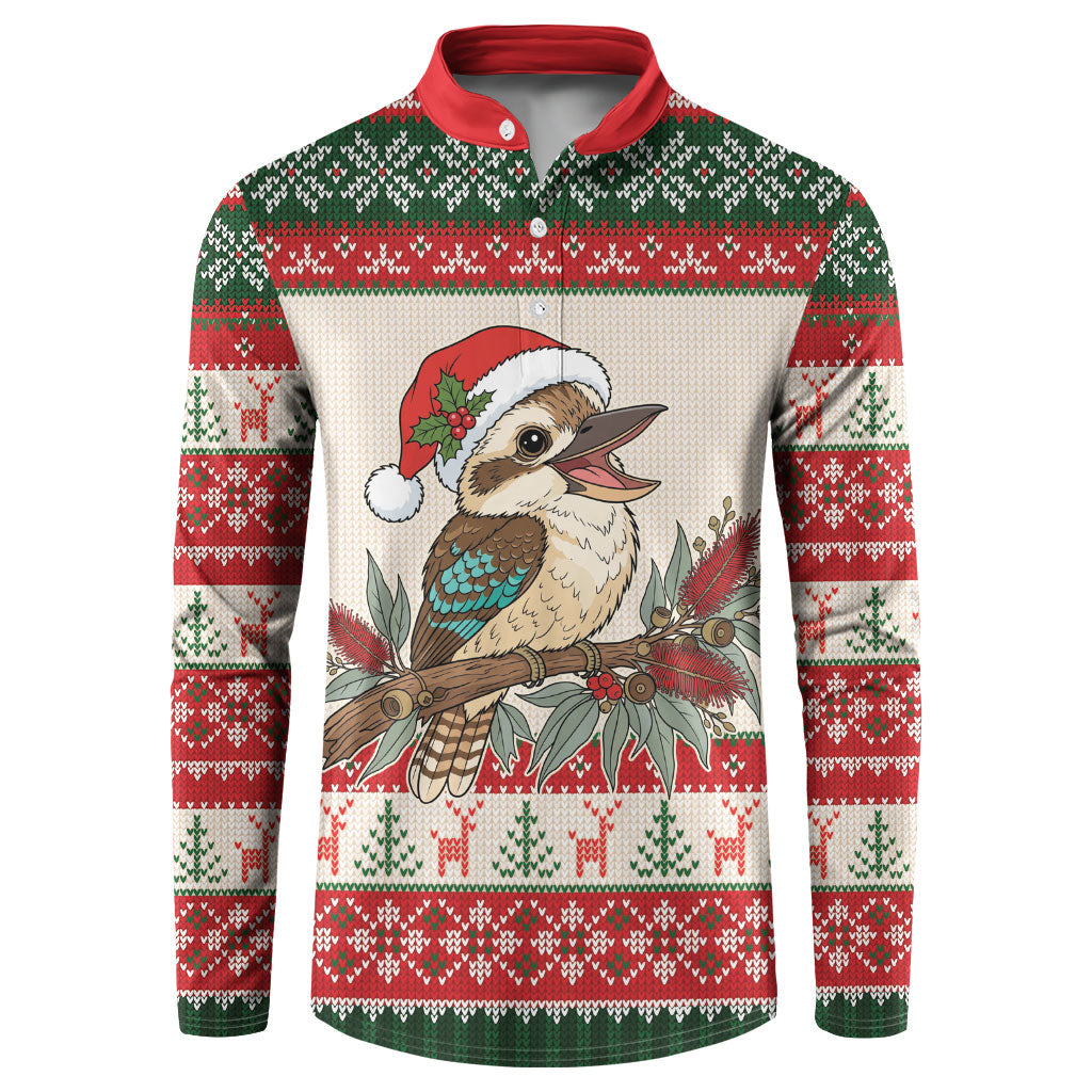 Aussie Kookaburra Christmas Button Sweatshirt Festive Knitted Pattern Inspired
