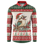 Aussie Kookaburra Christmas Button Sweatshirt Festive Knitted Pattern Inspired