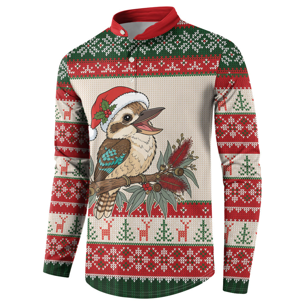 Aussie Kookaburra Christmas Button Sweatshirt Festive Knitted Pattern Inspired
