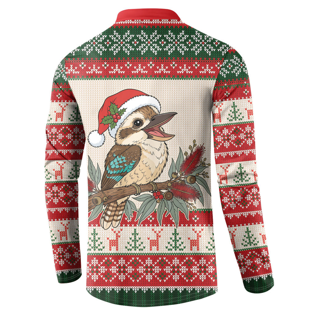Aussie Kookaburra Christmas Button Sweatshirt Festive Knitted Pattern Inspired
