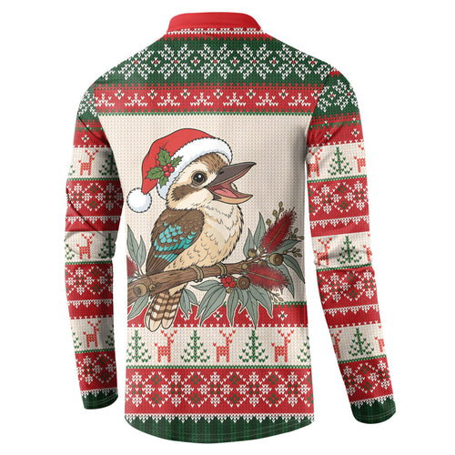 Aussie Kookaburra Christmas Button Sweatshirt Festive Knitted Pattern Inspired