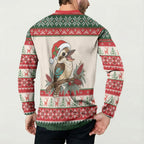 Aussie Kookaburra Christmas Button Sweatshirt Festive Knitted Pattern Inspired