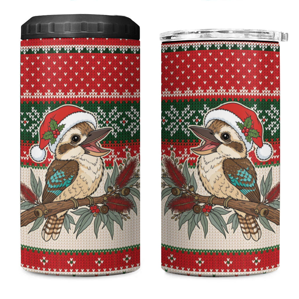 Aussie Kookaburra Christmas 4 in 1 Can Cooler Tumbler Festive Knitted Pattern Inspired