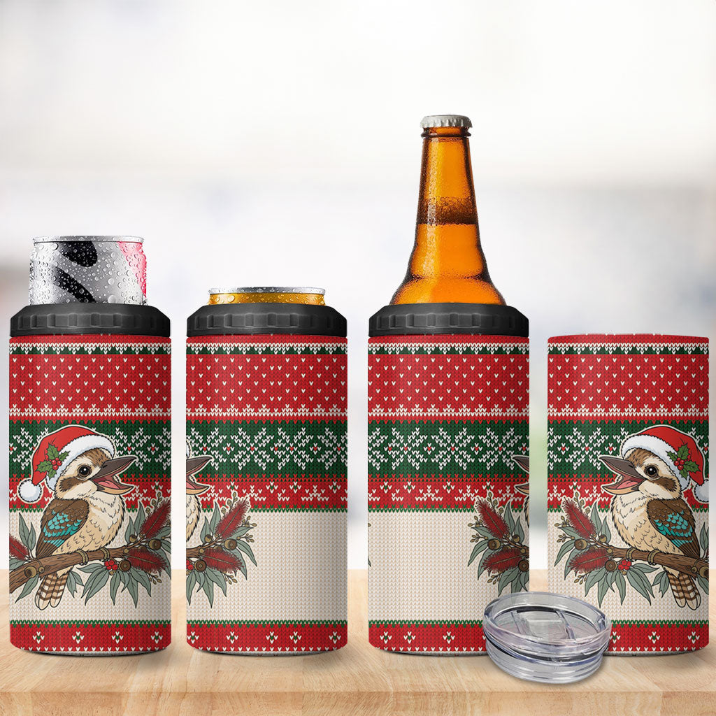 Aussie Kookaburra Christmas 4 in 1 Can Cooler Tumbler Festive Knitted Pattern Inspired