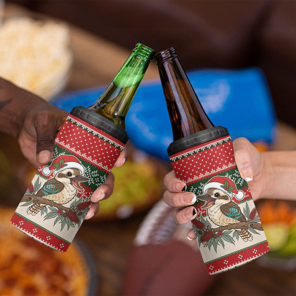 Aussie Kookaburra Christmas 4 in 1 Can Cooler Tumbler Festive Knitted Pattern Inspired
