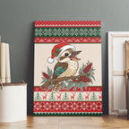 Aussie Kookaburra Christmas Canvas Wall Art Festive Knitted Pattern Inspired