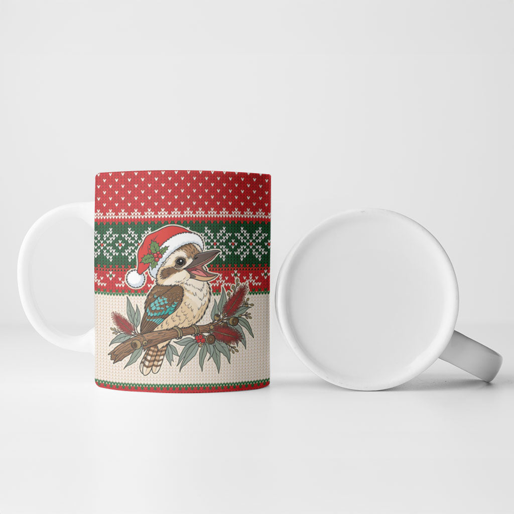Aussie Kookaburra Christmas Ceramic Mug Festive Knitted Pattern Inspired