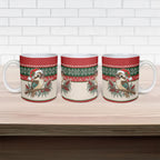 Aussie Kookaburra Christmas Ceramic Mug Festive Knitted Pattern Inspired