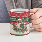 Aussie Kookaburra Christmas Ceramic Mug Festive Knitted Pattern Inspired