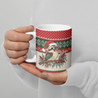 Aussie Kookaburra Christmas Ceramic Mug Festive Knitted Pattern Inspired
