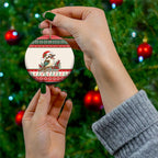 Aussie Kookaburra Christmas Ceramic Ornament Festive Knitted Pattern Inspired