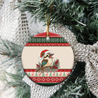 Aussie Kookaburra Christmas Ceramic Ornament Festive Knitted Pattern Inspired