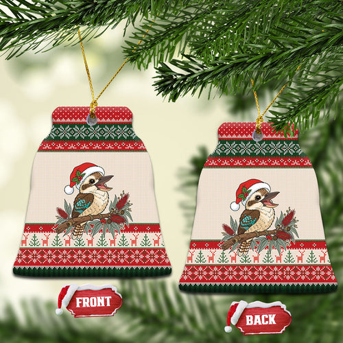 Aussie Kookaburra Christmas Ceramic Ornament Festive Knitted Pattern Inspired