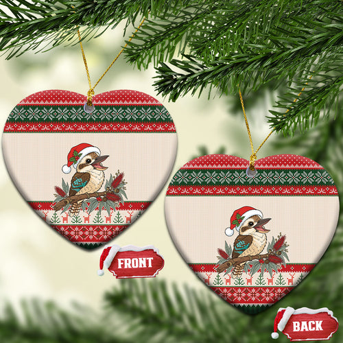 Aussie Kookaburra Christmas Ceramic Ornament Festive Knitted Pattern Inspired