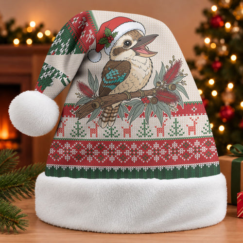 Aussie Kookaburra Christmas Santa Hat Festive Knitted Pattern Inspired