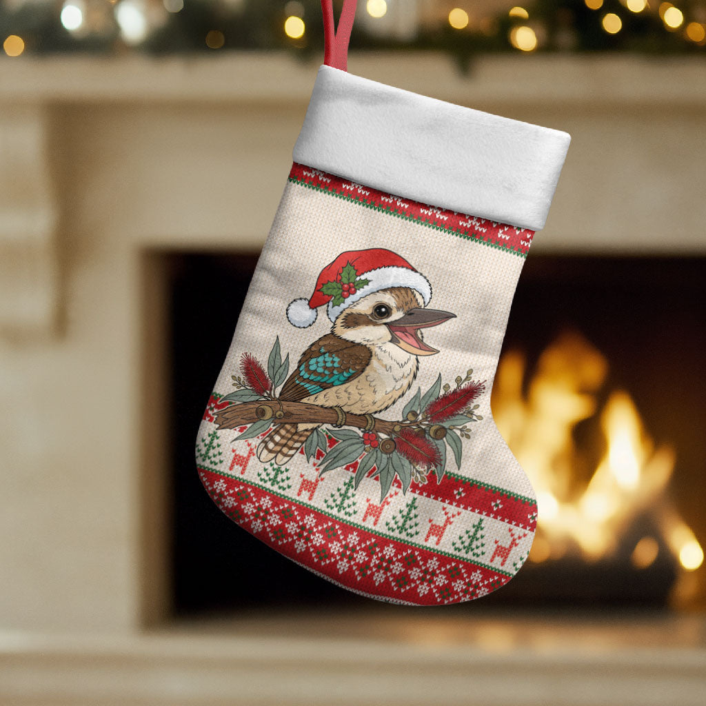 Aussie Kookaburra Christmas Stocking Festive Knitted Pattern Inspired