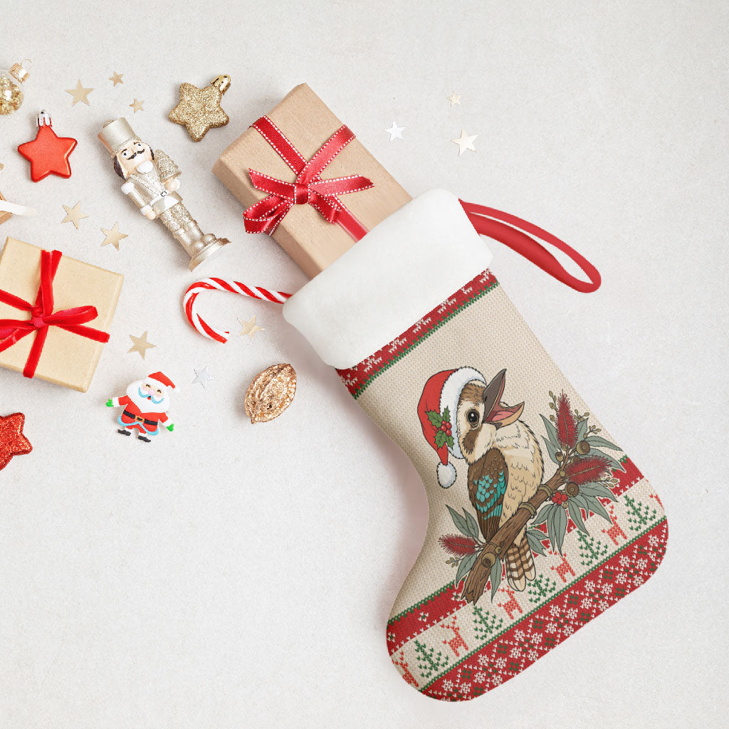 Aussie Kookaburra Christmas Stocking Festive Knitted Pattern Inspired