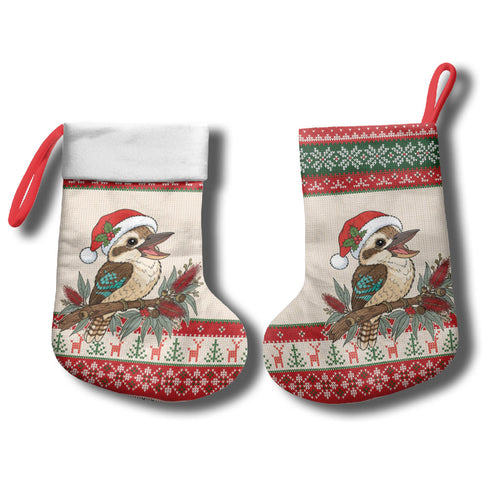 Aussie Kookaburra Christmas Stocking Festive Knitted Pattern Inspired