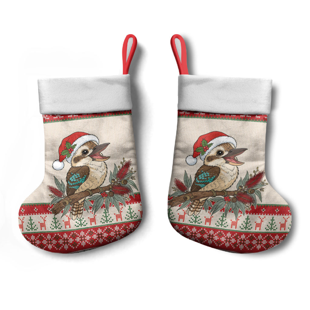 Aussie Kookaburra Christmas Stocking Festive Knitted Pattern Inspired