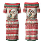 Aussie Kookaburra Christmas Couples Matching Puletasi and Hawaiian Shirt Festive Knitted Pattern Inspired