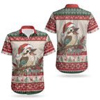 Aussie Kookaburra Christmas Couples Matching Summer Maxi Dress and Hawaiian Shirt Festive Knitted Pattern Inspired