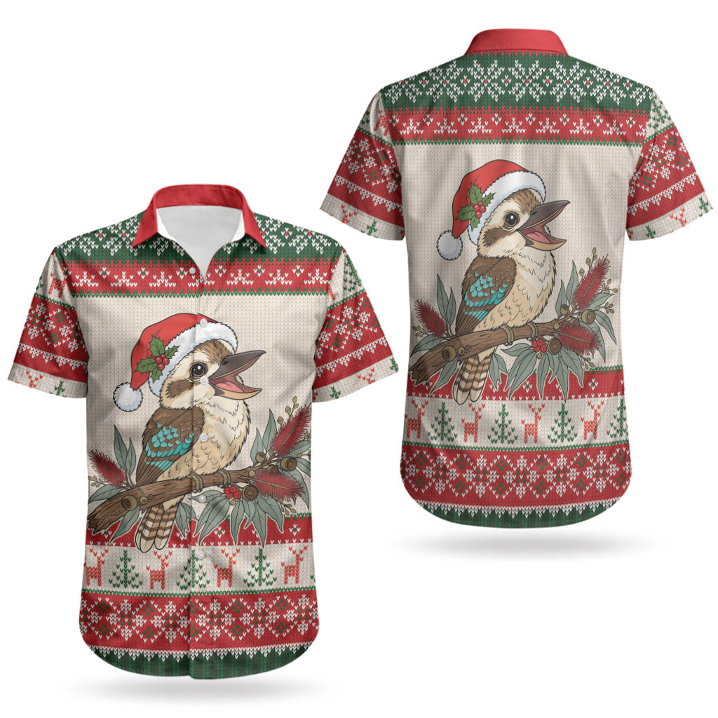 Aussie Kookaburra Christmas Couples Matching Summer Maxi Dress and Hawaiian Shirt Festive Knitted Pattern Inspired