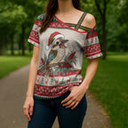 Aussie Kookaburra Christmas Cross Shoulder Shirt Festive Knitted Pattern Inspired