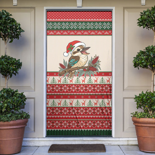 Aussie Kookaburra Christmas Door Cover Festive Knitted Pattern Inspired