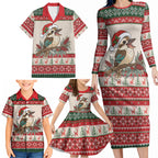 Aussie Kookaburra Christmas Family Matching Long Sleeve Bodycon Dress and Hawaiian Shirt Festive Knitted Pattern Inspired
