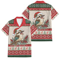 Aussie Kookaburra Christmas Family Matching Off Shoulder Maxi Dress and Hawaiian Shirt Festive Knitted Pattern Inspired