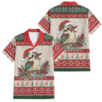 Aussie Kookaburra Christmas Family Matching Off Shoulder Maxi Dress and Hawaiian Shirt Festive Knitted Pattern Inspired