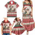 Aussie Kookaburra Christmas Family Matching Summer Maxi Dress and Hawaiian Shirt Festive Knitted Pattern Inspired