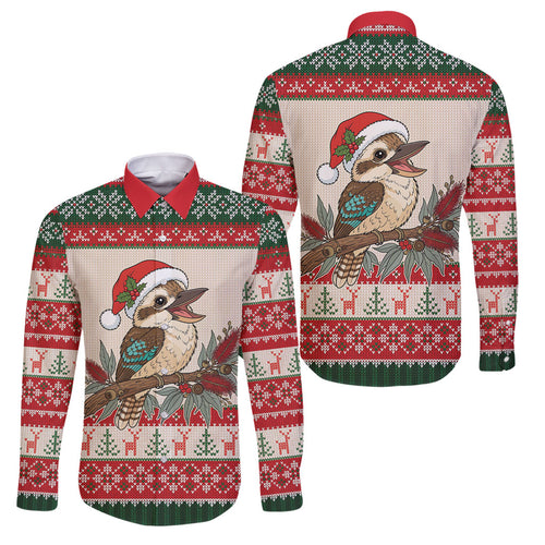 Aussie Kookaburra Christmas Family Matching Summer Maxi Dress and Hawaiian Shirt Festive Knitted Pattern Inspired