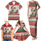 Aussie Kookaburra Christmas Family Matching Tank Maxi Dress and Hawaiian Shirt Festive Knitted Pattern Inspired
