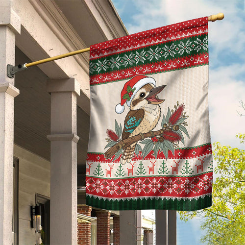 Aussie Kookaburra Christmas Garden Flag Festive Knitted Pattern Inspired