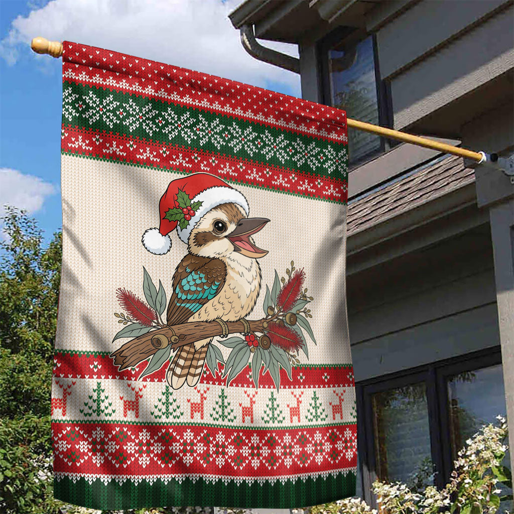 Aussie Kookaburra Christmas Garden Flag Festive Knitted Pattern Inspired