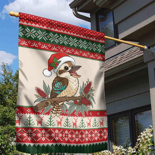 Aussie Kookaburra Christmas Garden Flag Festive Knitted Pattern Inspired