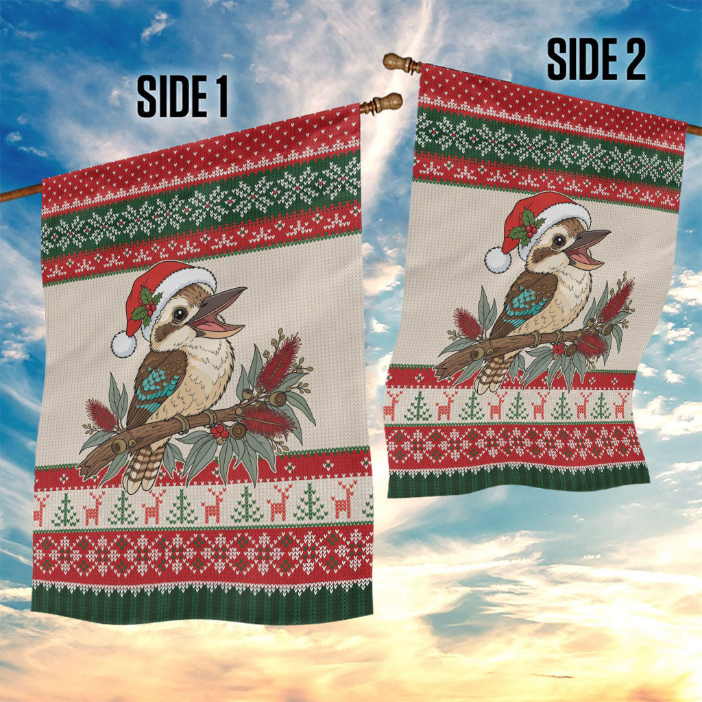 Aussie Kookaburra Christmas Garden Flag Festive Knitted Pattern Inspired