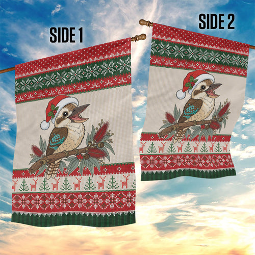 Aussie Kookaburra Christmas Garden Flag Festive Knitted Pattern Inspired
