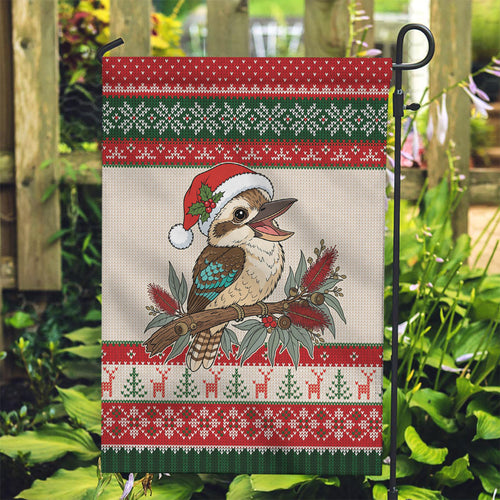 Aussie Kookaburra Christmas Garden Flag Festive Knitted Pattern Inspired