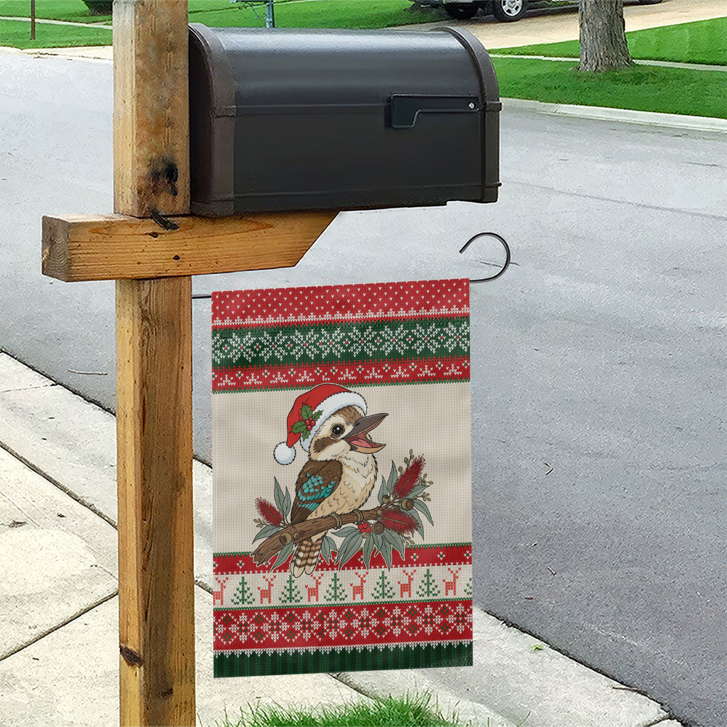 Aussie Kookaburra Christmas Garden Flag Festive Knitted Pattern Inspired