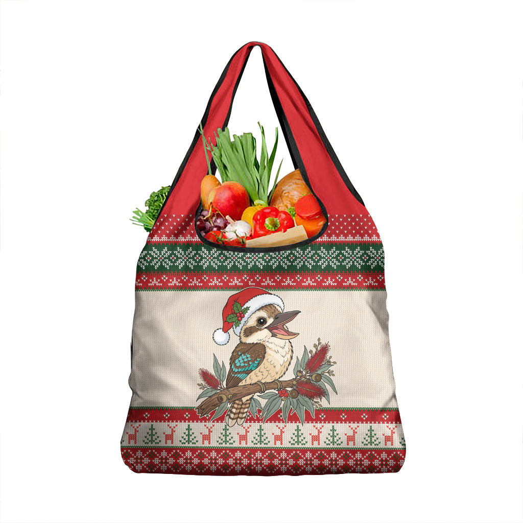 Aussie Kookaburra Christmas Grocery Bag Festive Knitted Pattern Inspired