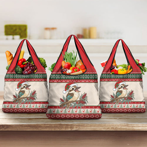 Aussie Kookaburra Christmas Grocery Bag Festive Knitted Pattern Inspired