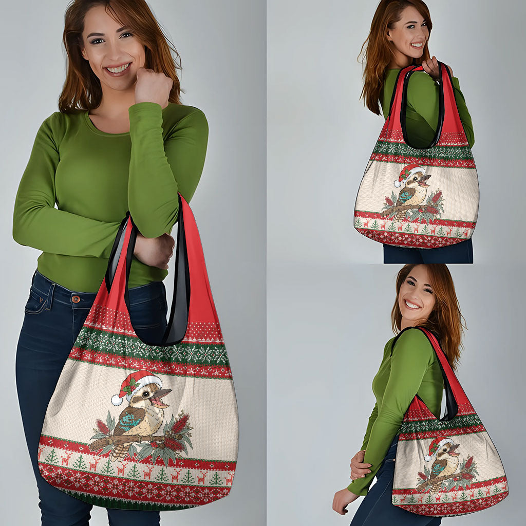 Aussie Kookaburra Christmas Grocery Bag Festive Knitted Pattern Inspired