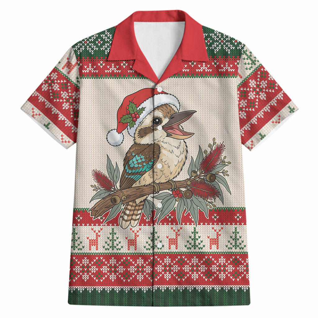 Aussie Kookaburra Christmas Hawaiian Shirt Festive Knitted Pattern Inspired