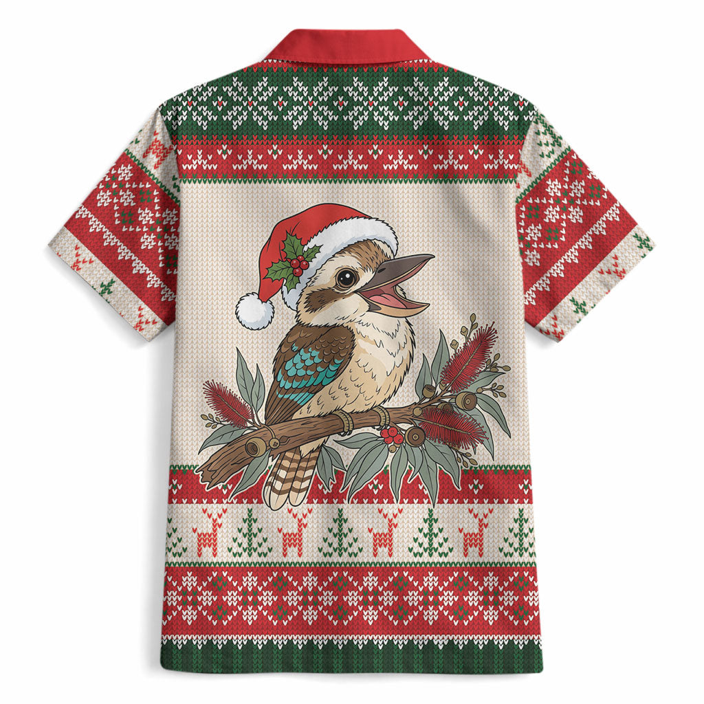 Aussie Kookaburra Christmas Hawaiian Shirt Festive Knitted Pattern Inspired
