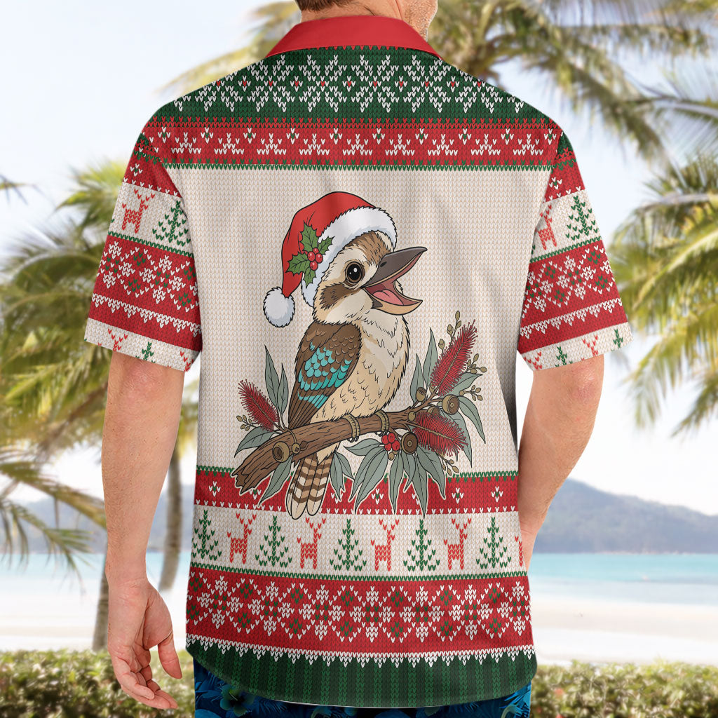 Aussie Kookaburra Christmas Hawaiian Shirt Festive Knitted Pattern Inspired