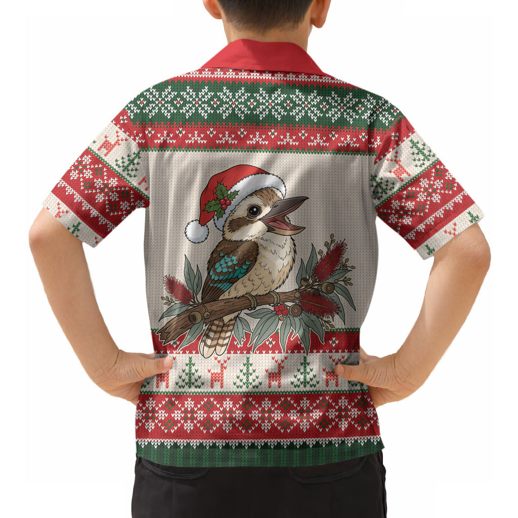 Aussie Kookaburra Christmas Hawaiian Shirt Festive Knitted Pattern Inspired