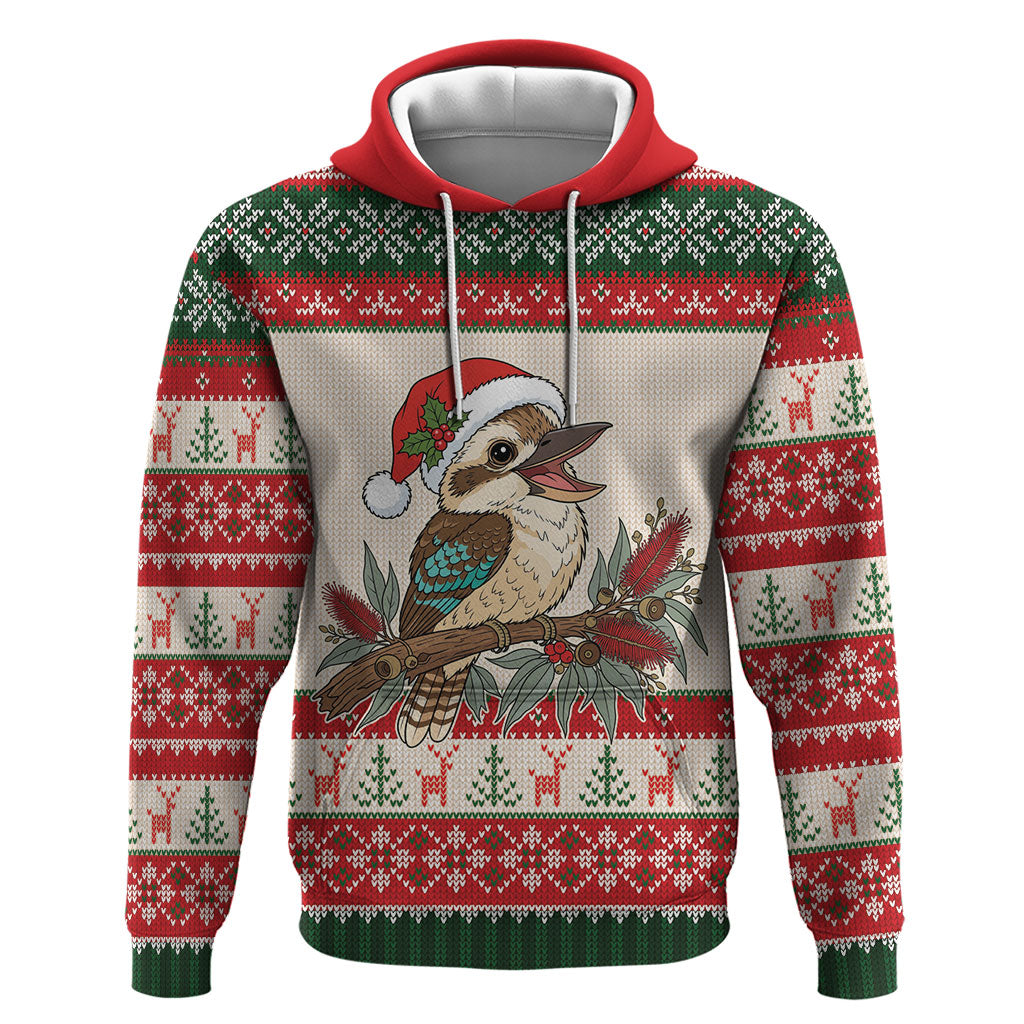 Aussie Kookaburra Christmas Hoodie Festive Knitted Pattern Inspired