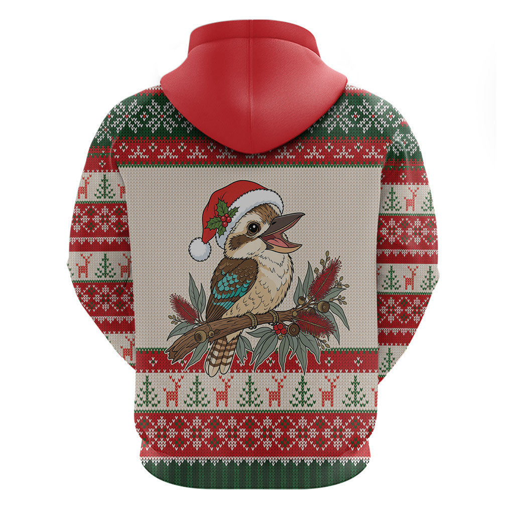 Aussie Kookaburra Christmas Hoodie Festive Knitted Pattern Inspired